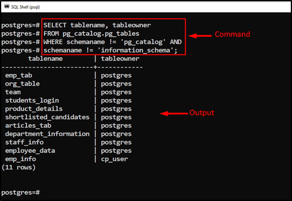 PostgreSQL How to List All Available Tables? CommandPrompt Inc.