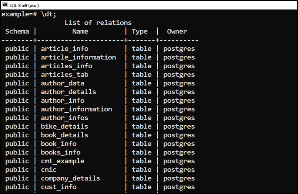 PostgreSQL How to List All Available Tables? CommandPrompt Inc.