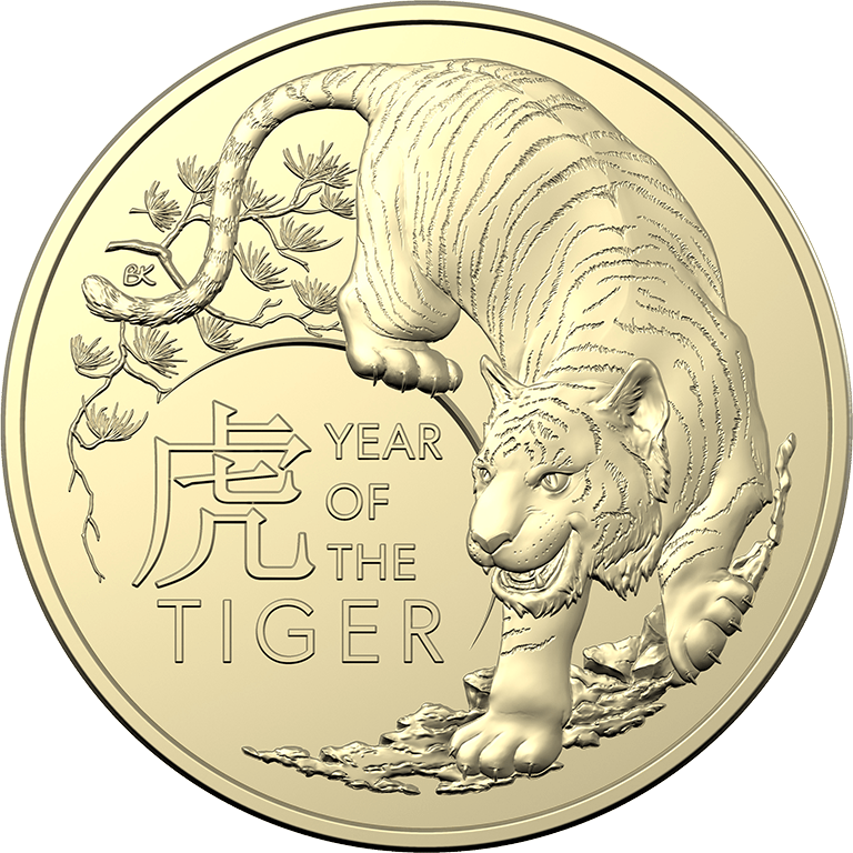 2022 50c Year of the Tiger Tetra Decagon UNC Coin Comm Coinage