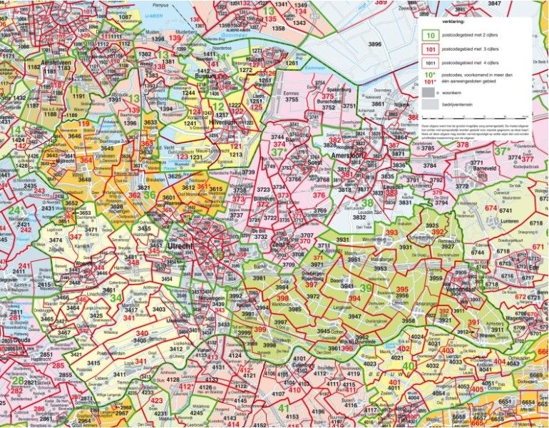 Postcode Kaart Provincie Utrecht Koop Postcodekaart Utrecht 1100.000 voordelig online bij COMMEE