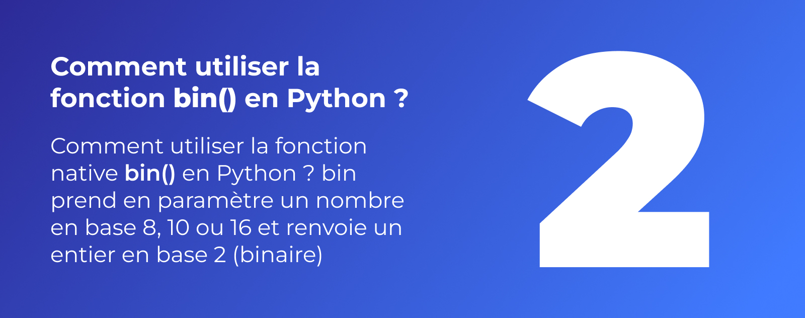 La fonction bin() en Python Comment Coder