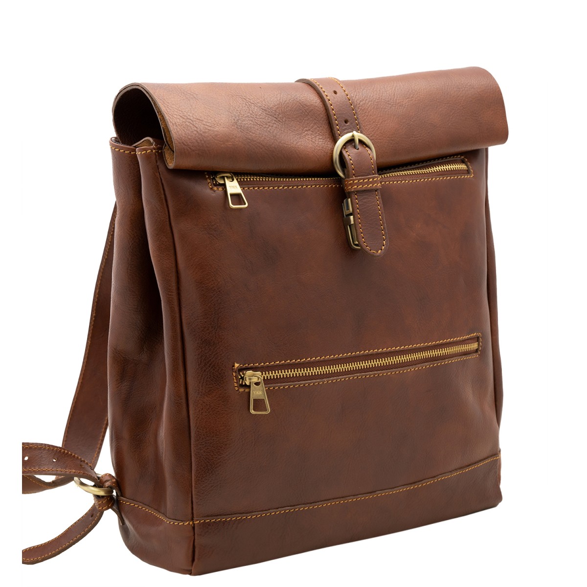 Leather Roll Top Backpack Mens Leather Travel Backpack