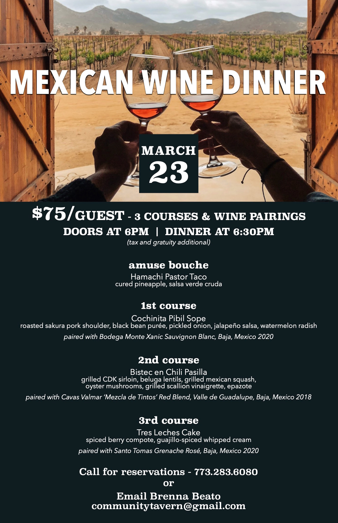 MEXICAN WINE DINNER — COMMUNITY TAVERN