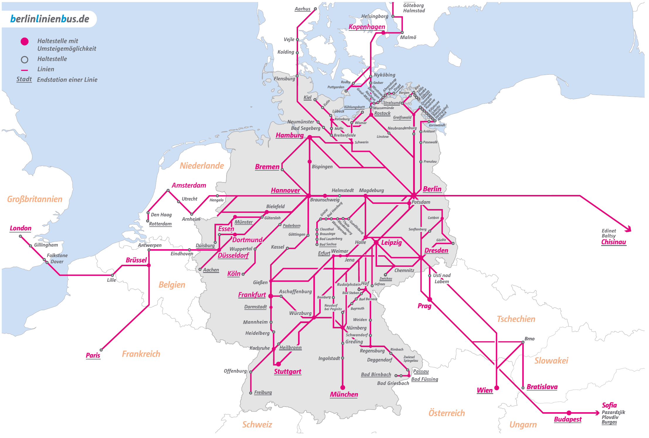 Fernbus Busunternehmen in Deutschland