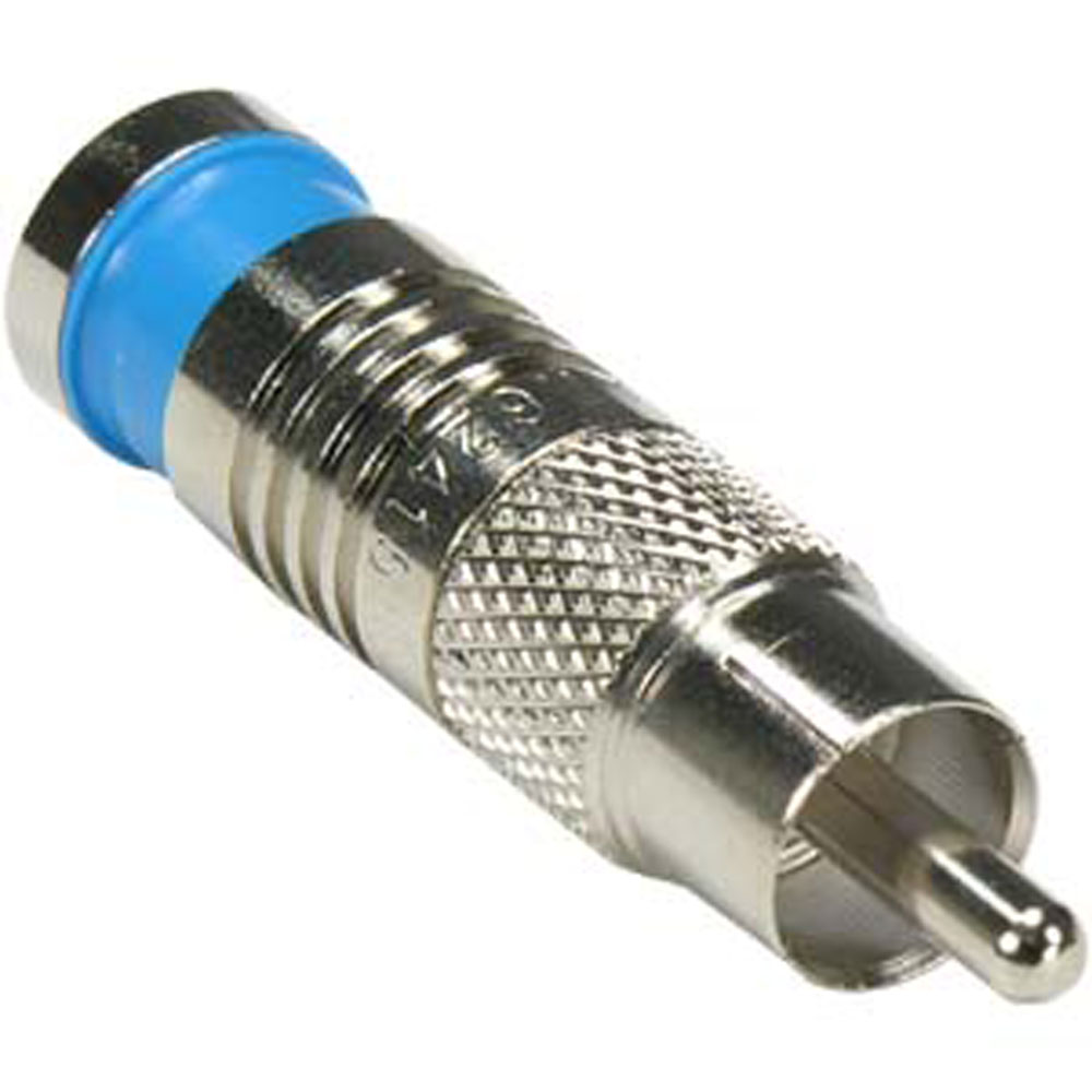 Connector, RG6, Quad Shield, RCA, Compression, Blue Compatible Cable Inc