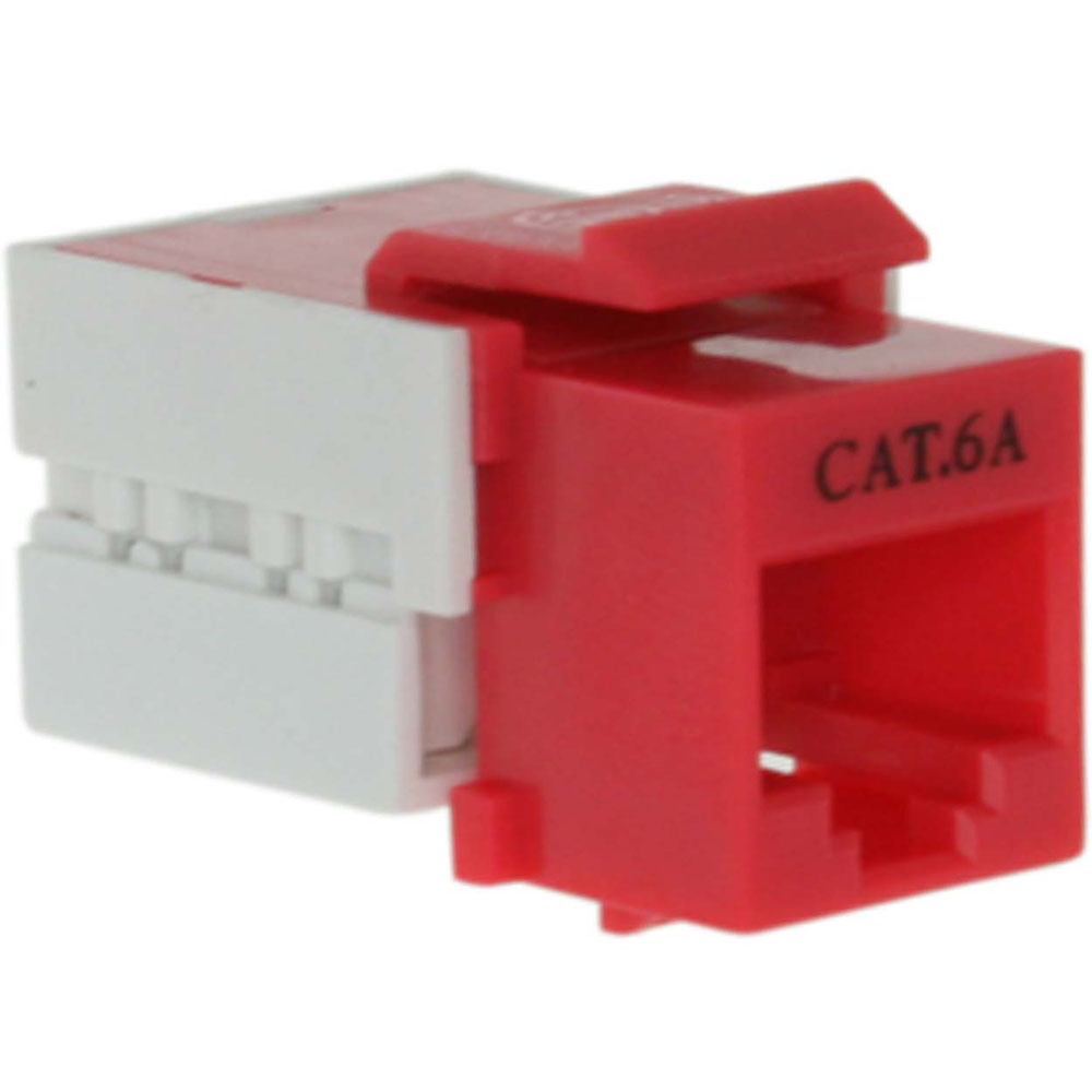 Keystone Jack, Cat6A, 110 Style, Red Compatible Cable Inc