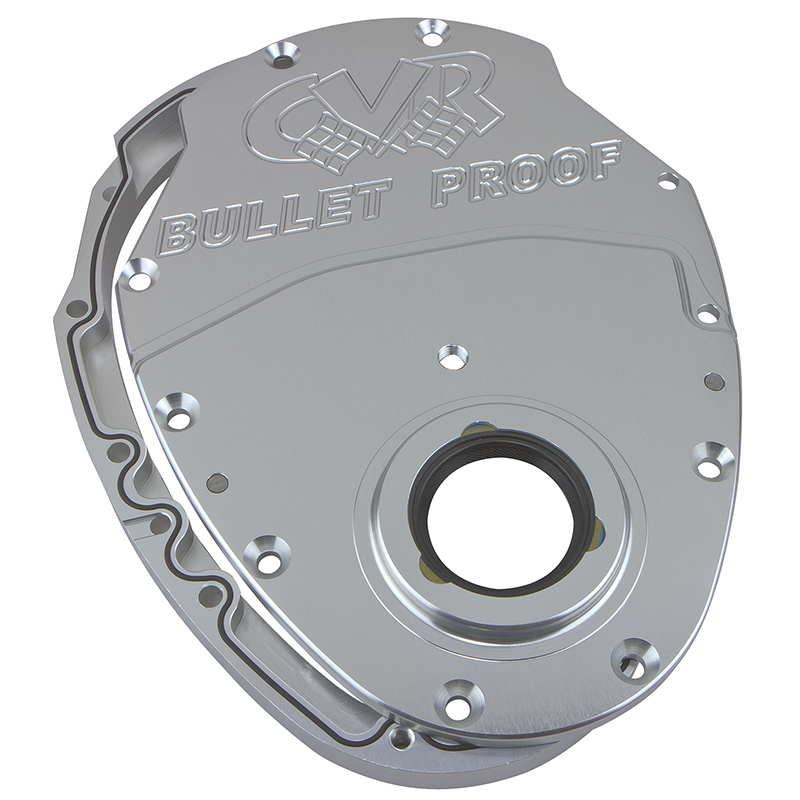 CVR, Billet Aluminum 2Piece Timing Cover, Chev SB,Clear Competition