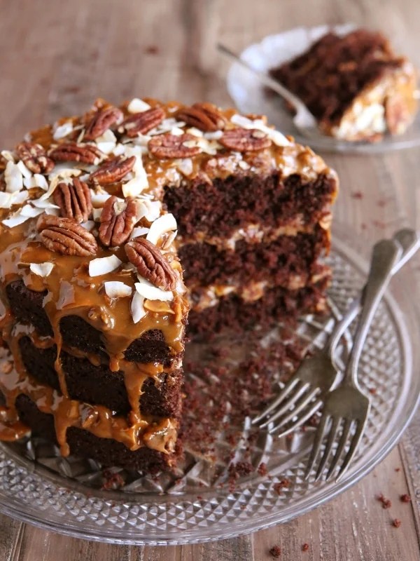 Chocolate Cola Cake with Dulce de Leche, Coconut and Pecan Icing Completely Delicious