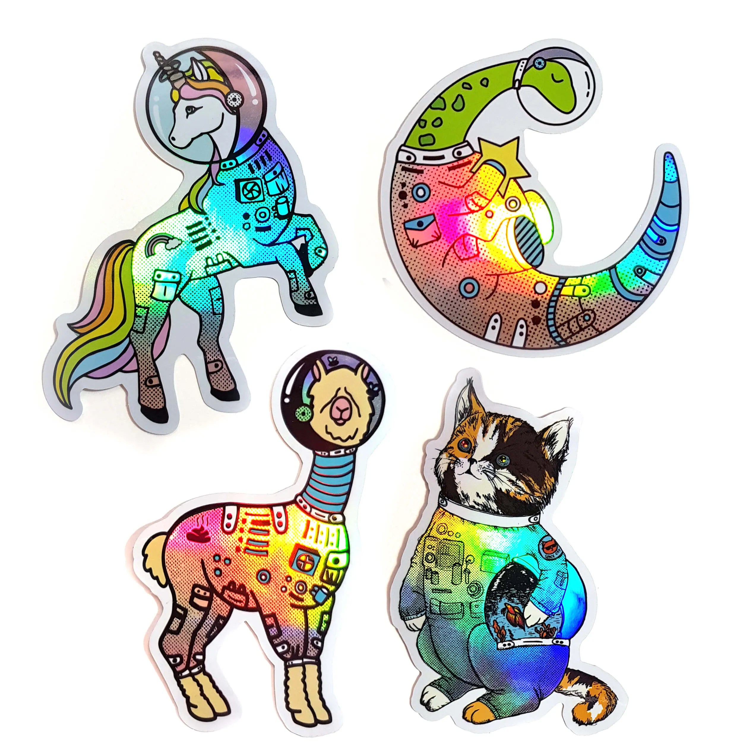 Space Animal Holographic Sticker Set Compoco