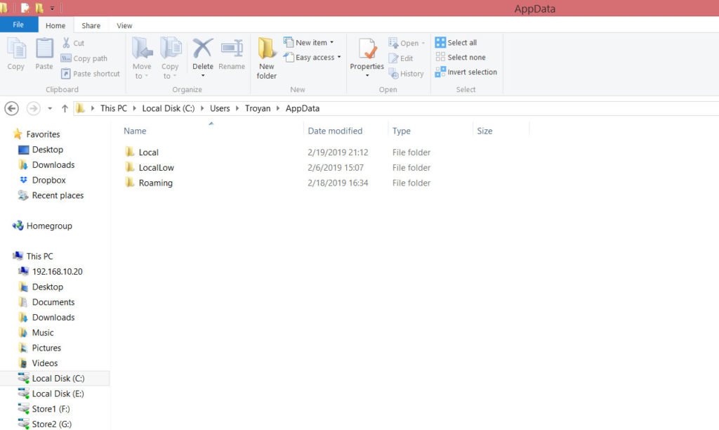 How to remove files or folders from AppData or from Roaming,