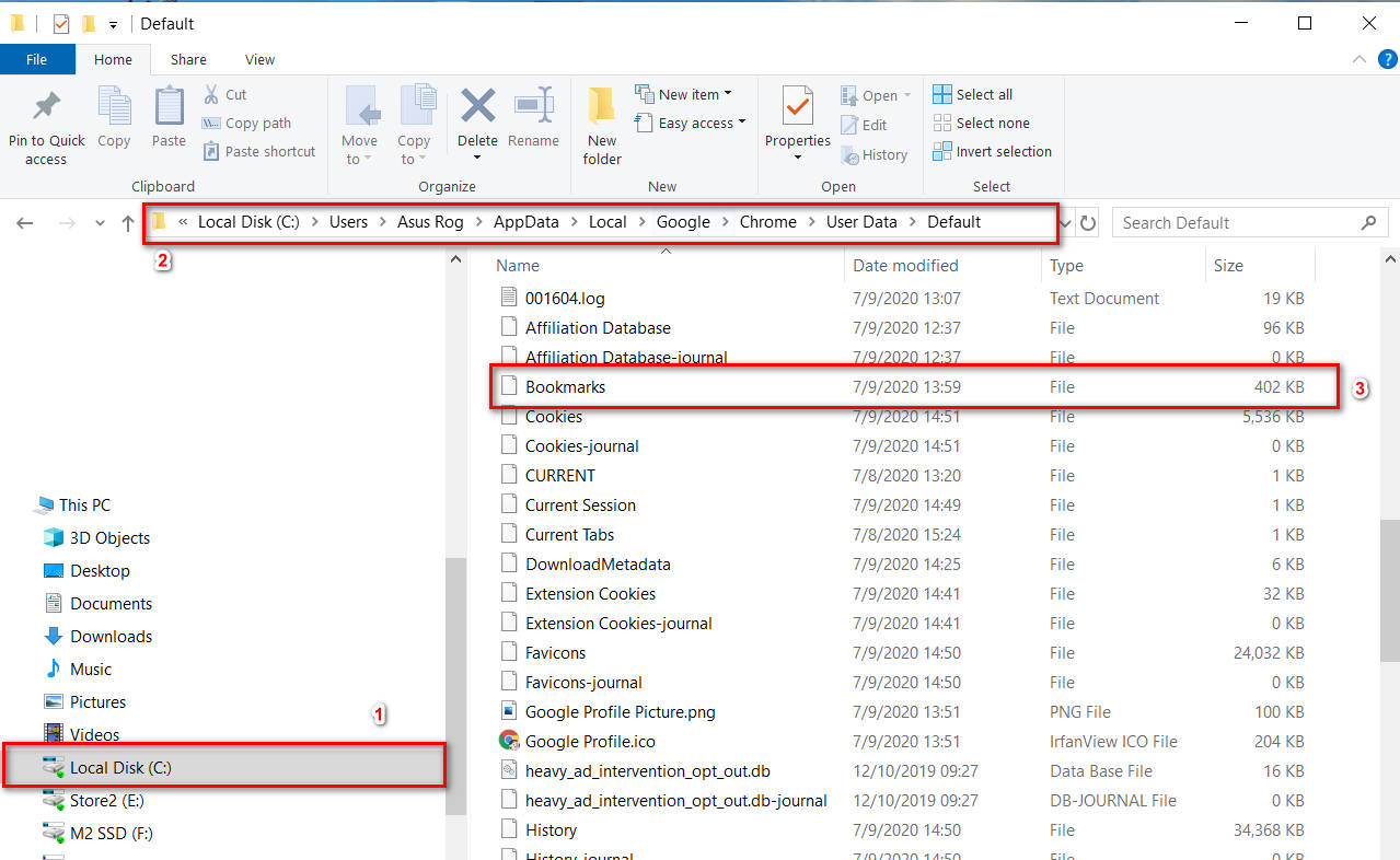 Where locally bookmarks are stored in Chrome browser Compspice