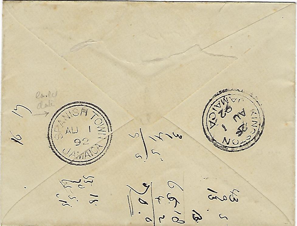 Jamaica 1892 Spanish Town Env Internal > Kingston Bearing 1d “Key Type