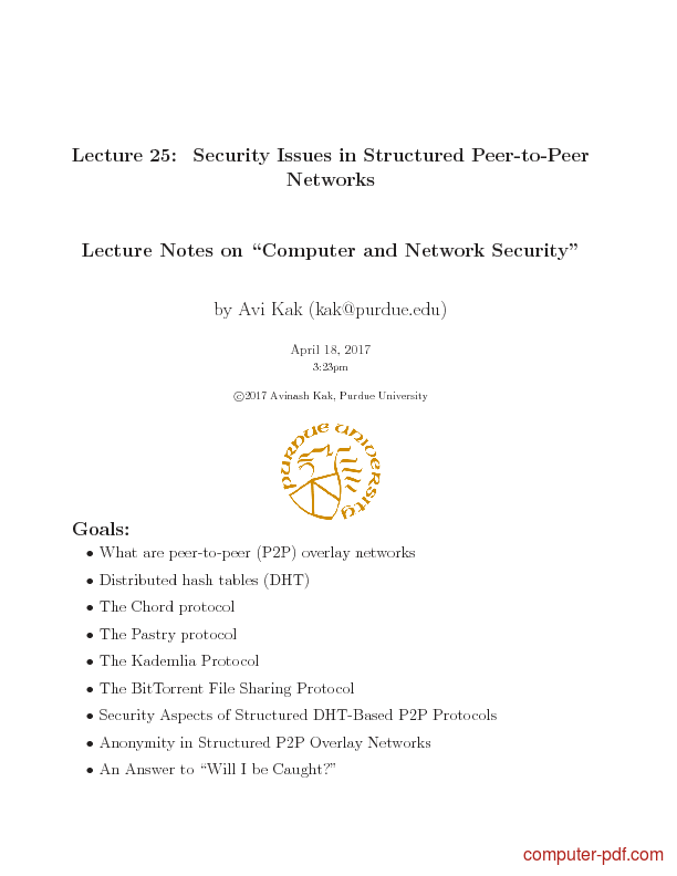 [PDF] Security Issues in Structured PeertoPeer Networks free tutorial