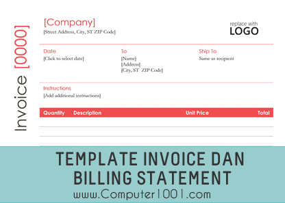 73 Template Invoice Excel dan Word – Computer 1001
