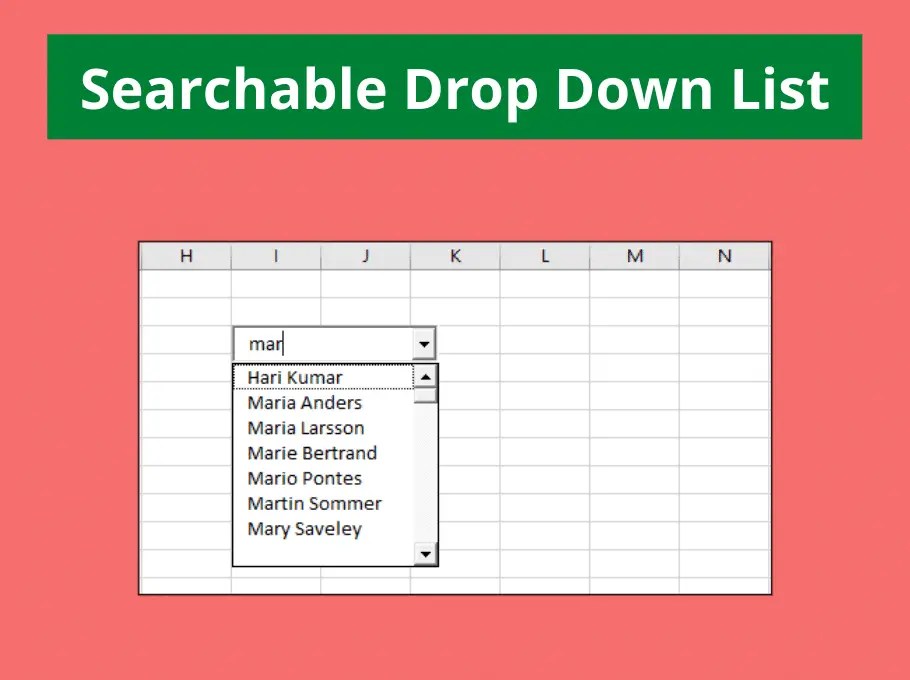 Searchable Drop Down List in Excel Computergaga