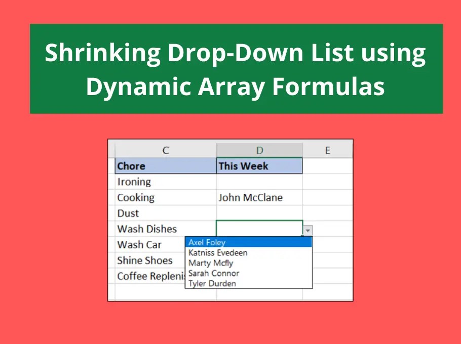 Shrinking DropDown List with Dynamic Array Formulas