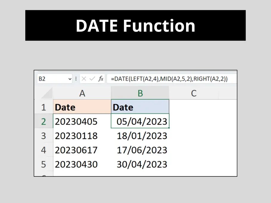 Excel DATE Function Computergaga
