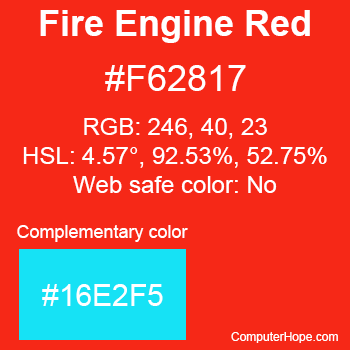 #F62817 (Fire Engine Red) HTML Color Code