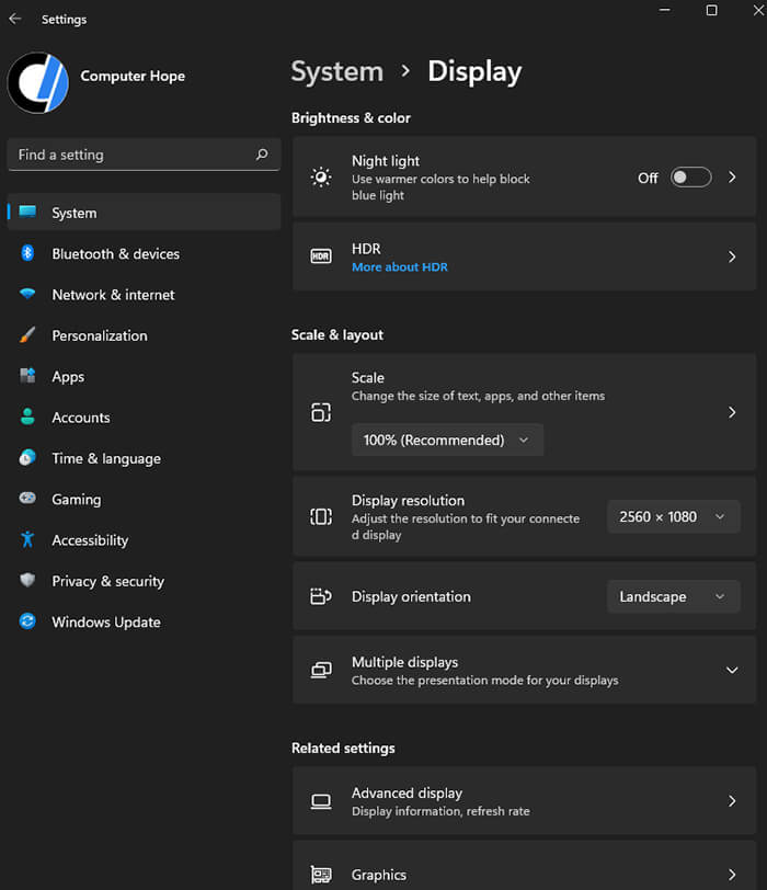 What is a Display Settings?