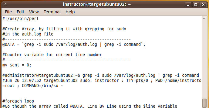 Very Basic Perl Parsing 2 /var/log/auth.log, Searching for sudo