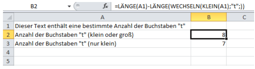 Anzahl bestimmter Zeichen in einer Zelle ganz einfach zählen