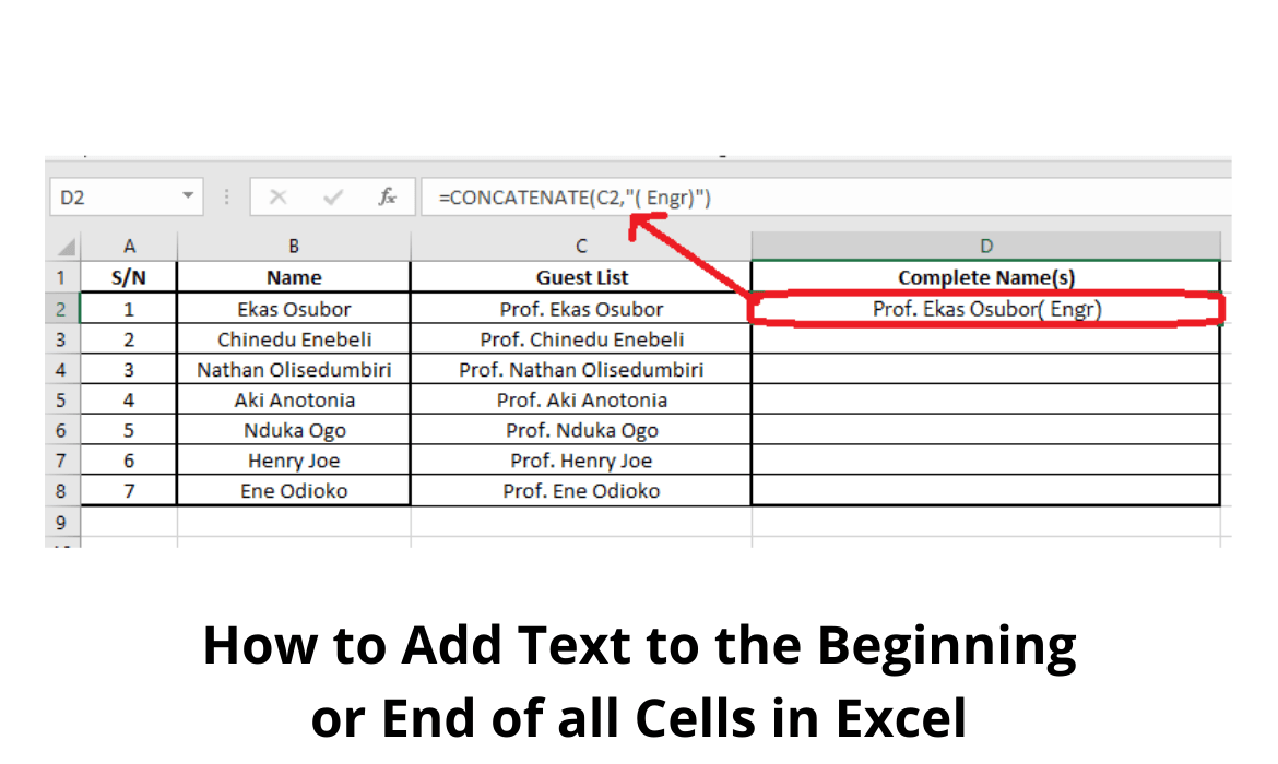 How To Add Text To The Beginning Or End Of All Cells In Excel 2022 Riset