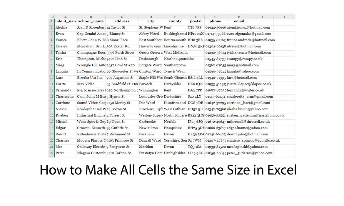How to Make All Cells the Same Size in Excel