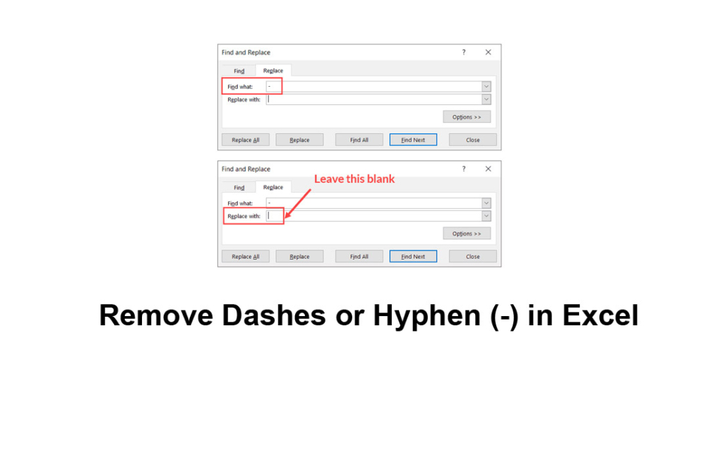 How to Remove Dashes or Hyphen () in Excel [ 2 Methods! ]