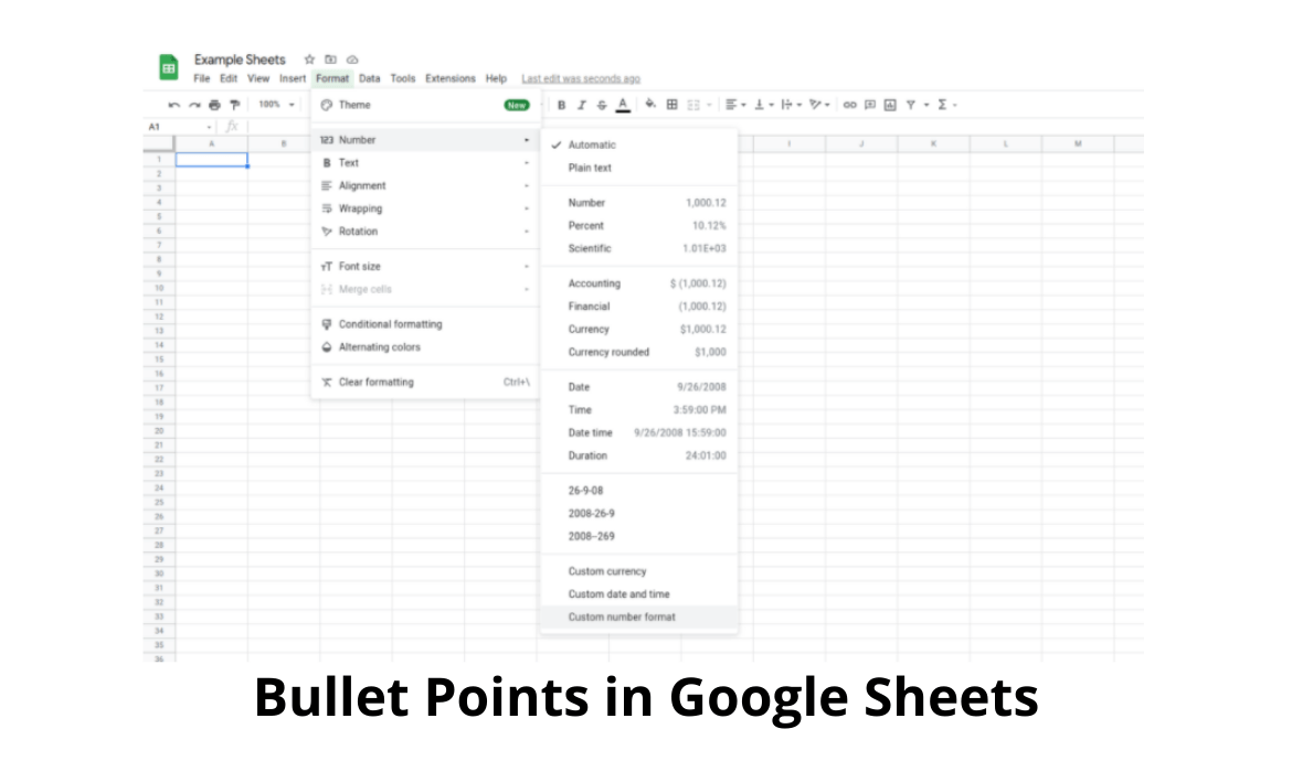 Bullet Points in Google Sheets