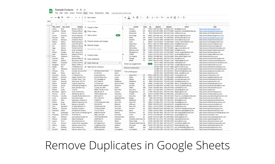 Remove Duplicates in Google Sheets