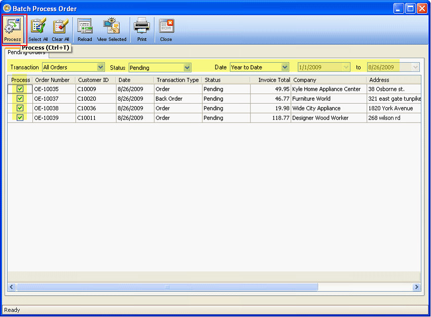 Sales > How Batch Process Order works
