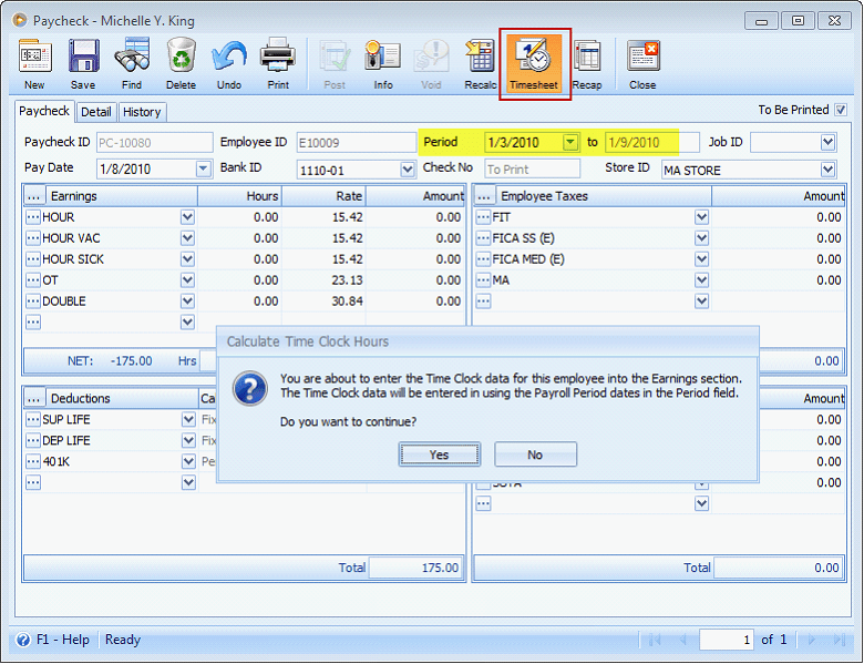 Payroll > Time Clock > Enable Time Clock Hours Calculation