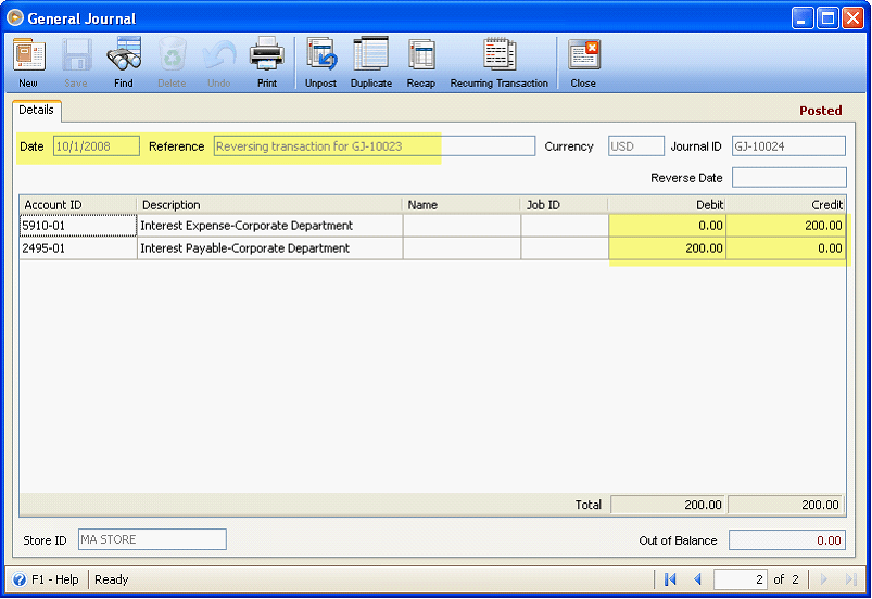 Accounting > Reverse Journal