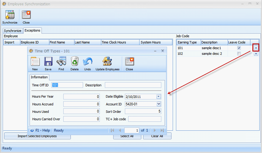 TimeClock Plus and VisionCore Integration > Synchronizing TimeClock