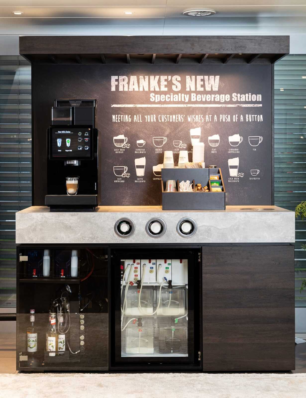 Milk choices for coffee togo with Franke's IndividualMilk Technology