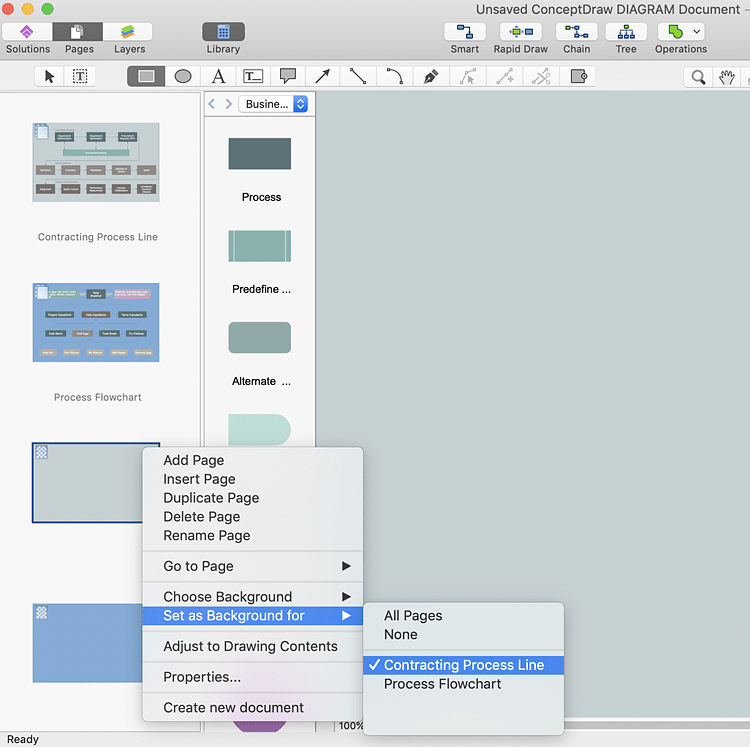 How to Create Multiple Backgrounds in a Multipage Drawing ConceptDraw