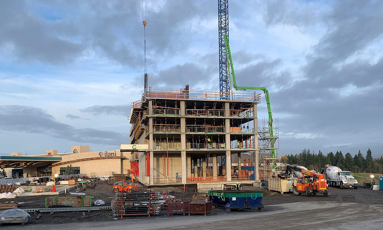Conco providing concrete services for the Ilani Casino Hotel project in