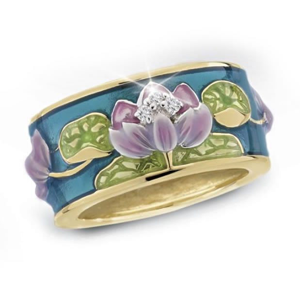 The Concorde Collection Jeweled “Water Lilies” Ring White Topaz