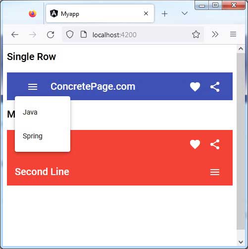 Angular Material Toolbar