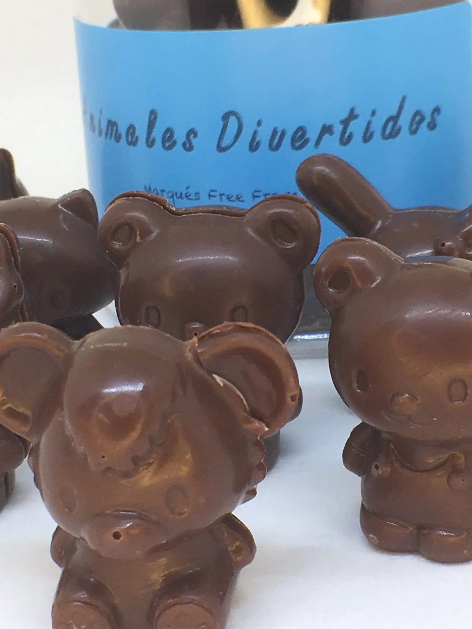 "Animales Divertidos" de chocolate Premiere. Bote de 10 unidades, 130g