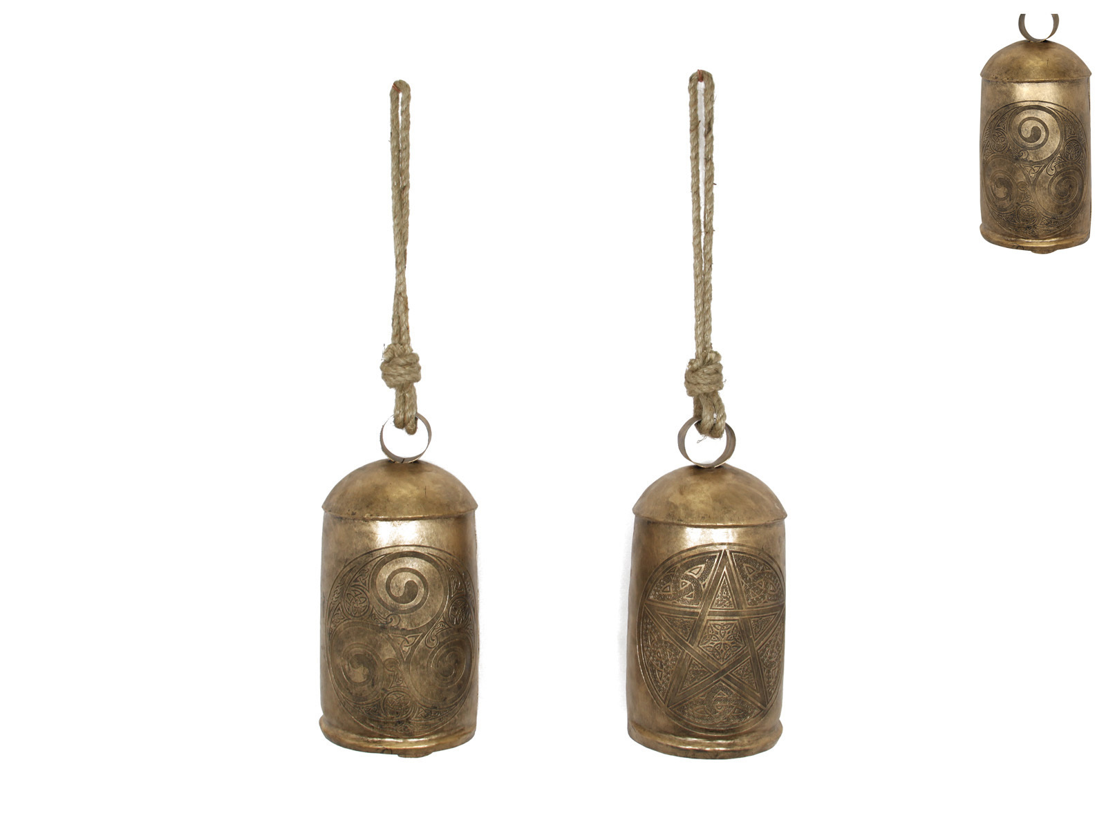 23CM CELTIC BRASS COW BELLS 2 ASSTD Gifts > Hanging Gifts