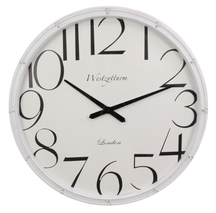 73CM WHITE WASHED DECOR CLOCK Homewares & Décor > Clocks & Mirrors