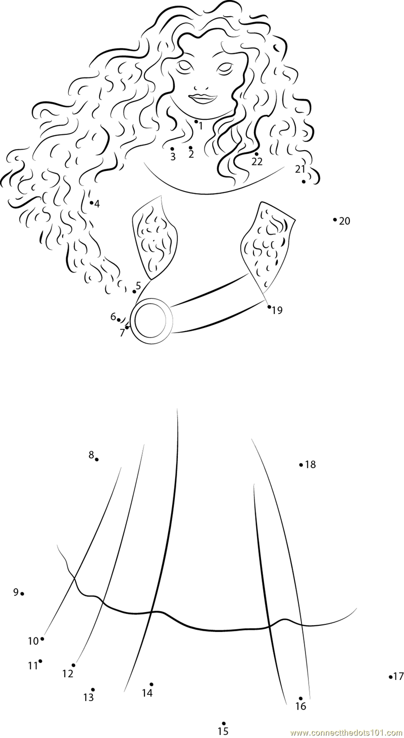 Princess Merida dot to dot printable worksheet Connect The Dots