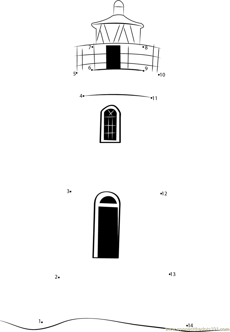 Amrum Lighthouse dot to dot printable worksheet Connect The Dots
