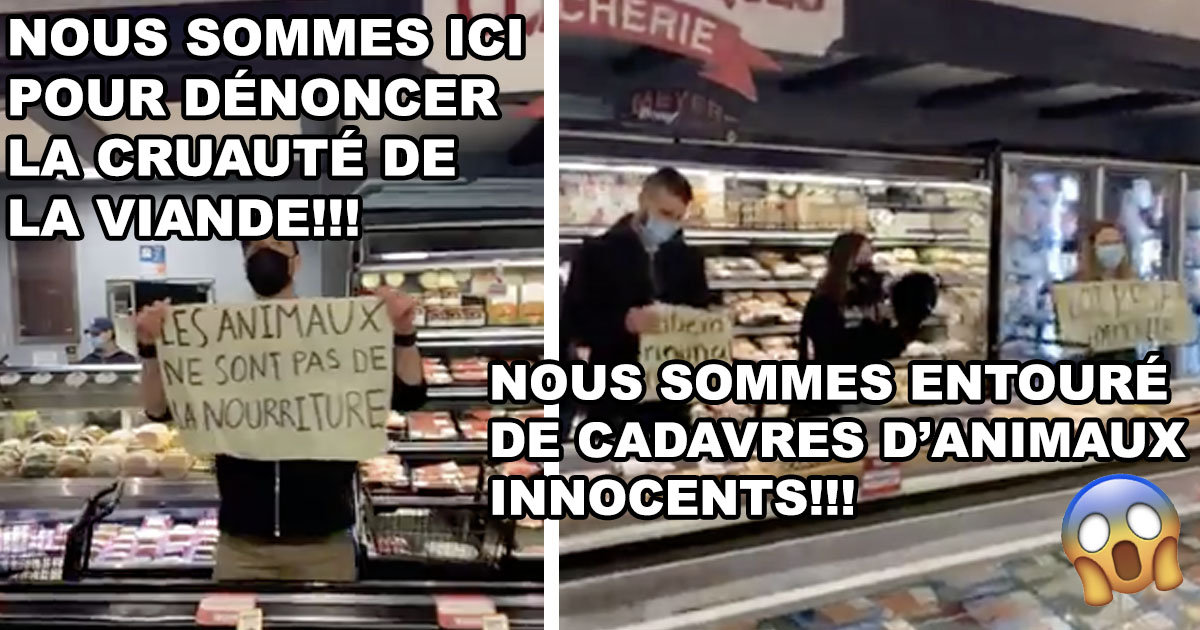 Des militants Vegan se mettent devant le département des