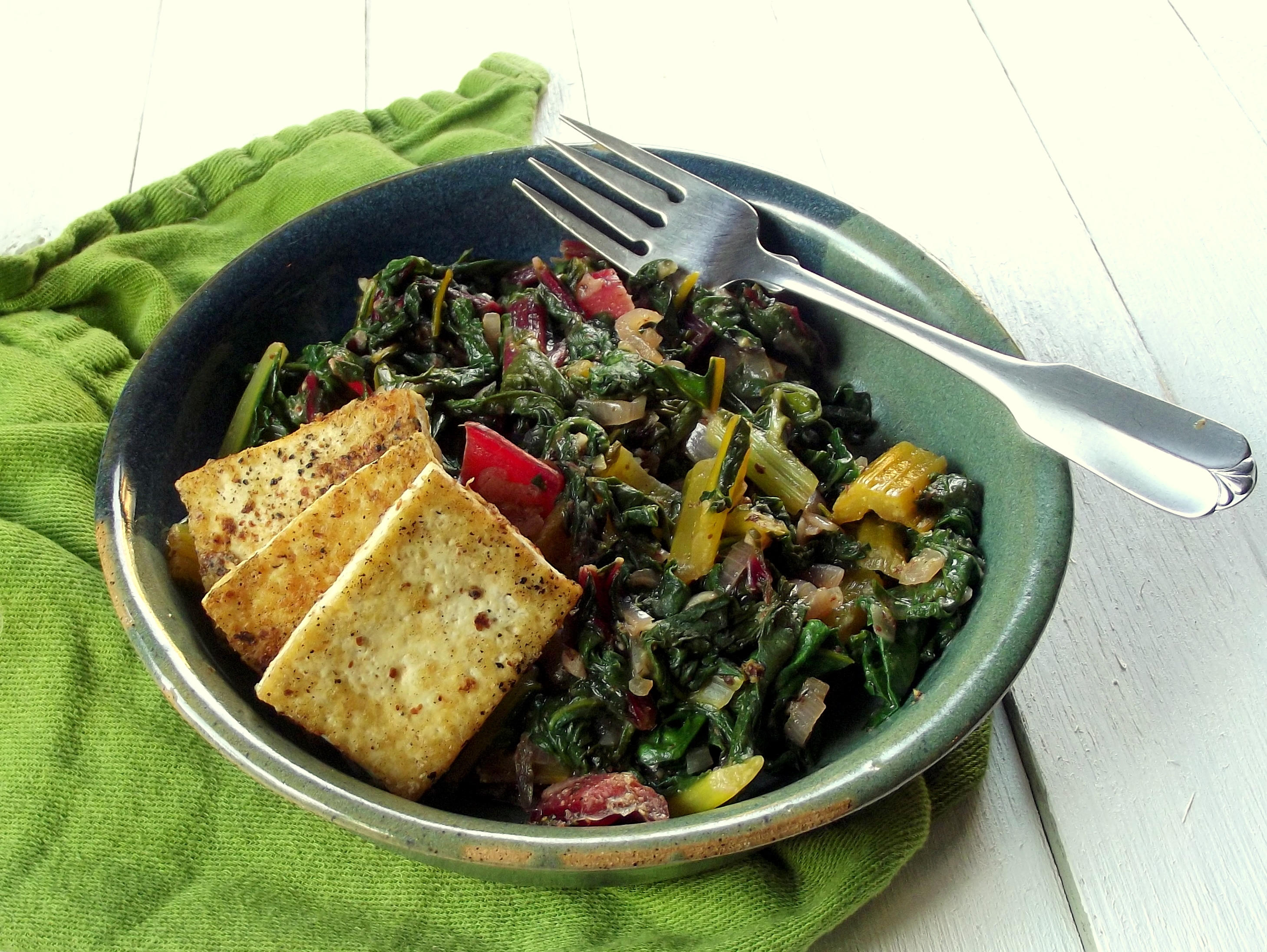 Swiss Chard With Horseradish Mustard and PanFried Tofu Connoisseurus Veg