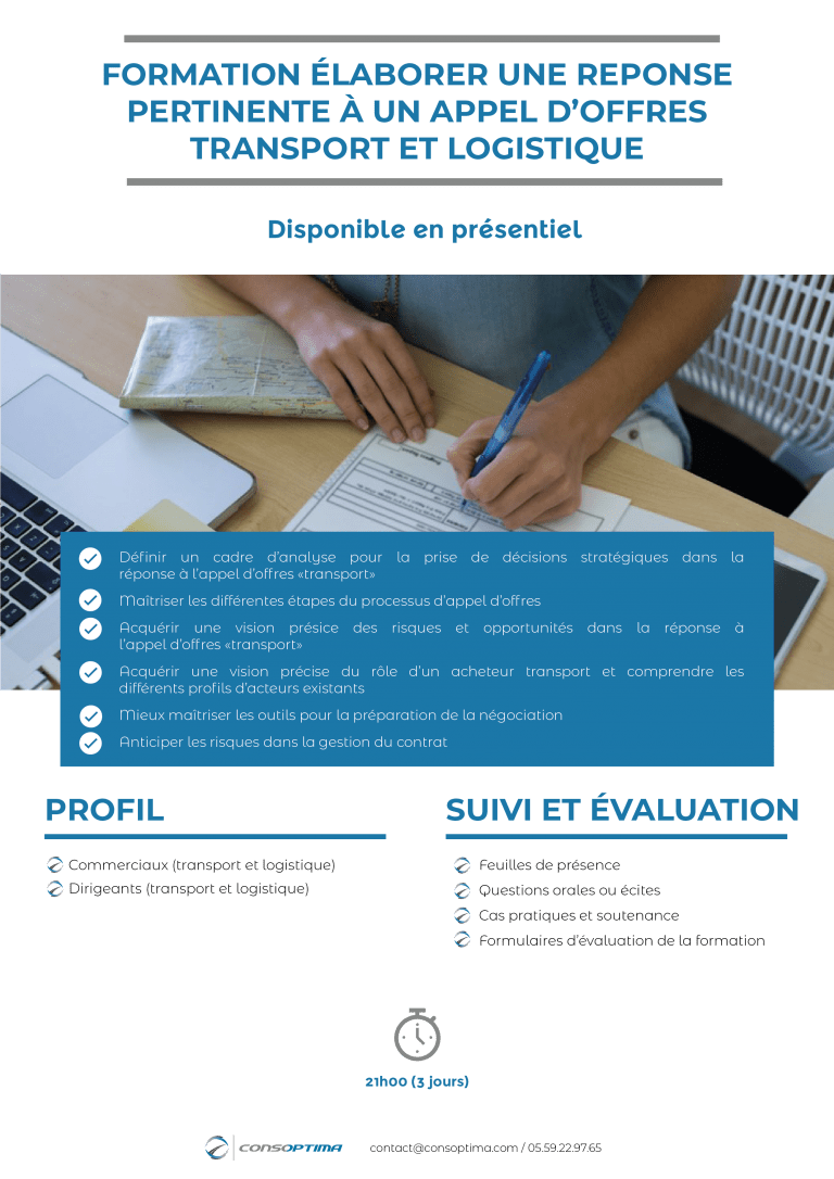 Formation élaborer une réponse pertinente à un appel d’offres transport
