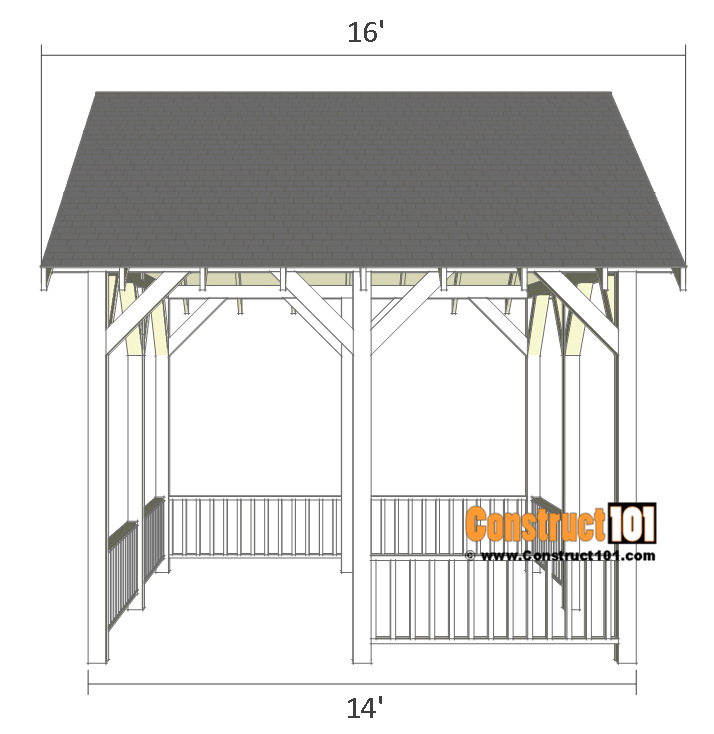 Pavilion Plans 14x16 DIY Free Outdoor Projects Construct101