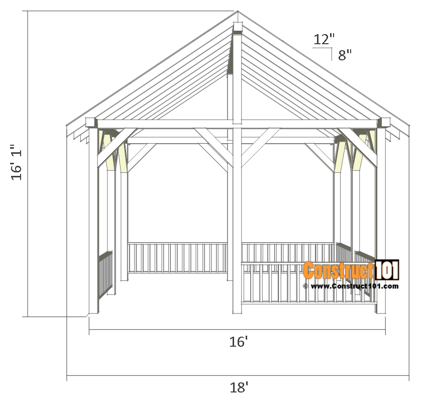 Pavilion Plans 14x16 DIY Free Outdoor Projects Construct101