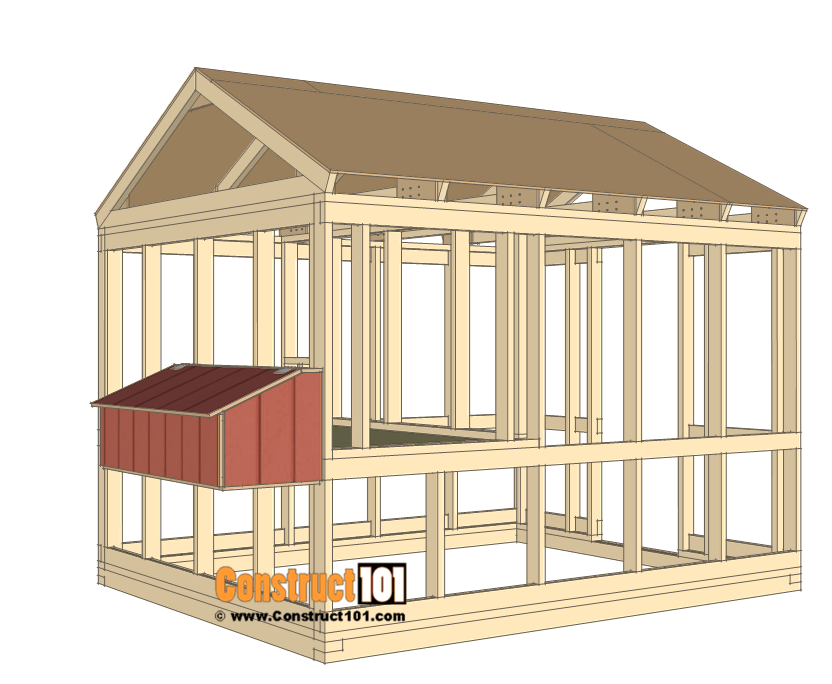 8x10 Chicken Coop Plans Gable Roof Free PDF Construct101